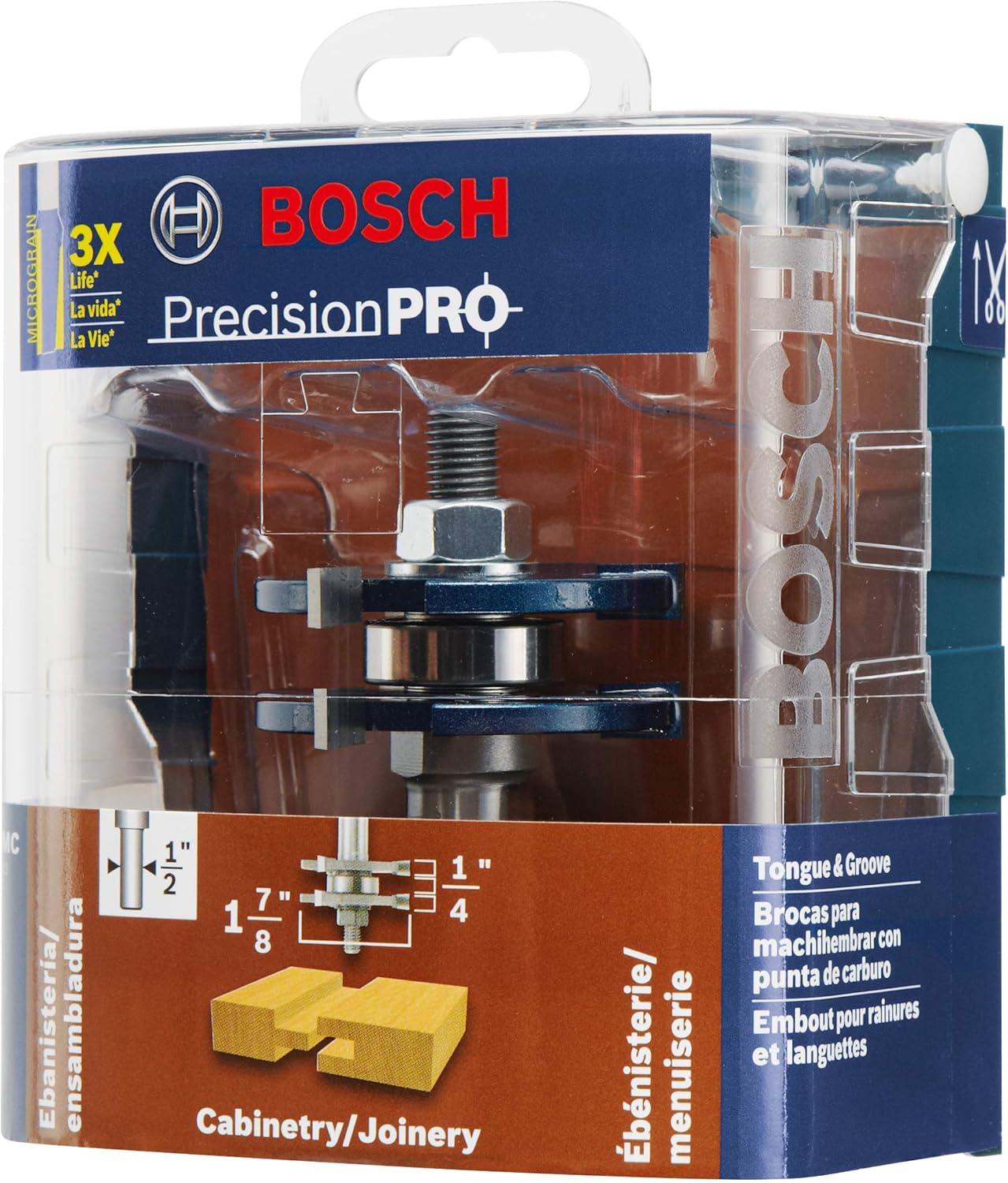 BOSCH 84624MC 1-7/8 In. x 1/4 In. Carbide-Tipped Tongue and Groove Router Bit Pack of 2