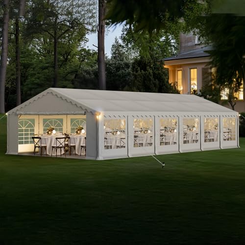 GREEN PARTY 20x40FT Party Tent Heavy Duty, Large Wedding Event Shelters with 7 Carry Bags & Removable Sidewalls, Outdoor Canopy Gazebo Commercial Tents for Parties Carport Camping Garden Patio
