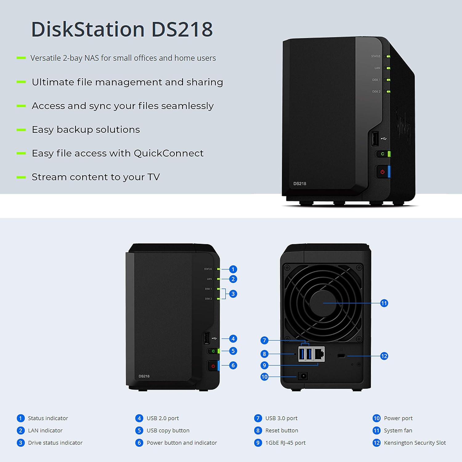 Synology 2 Bay NAS DiskStation DS218 (Diskless) + 2 WD Red Pro 4TB Hard Drives 7200 Class