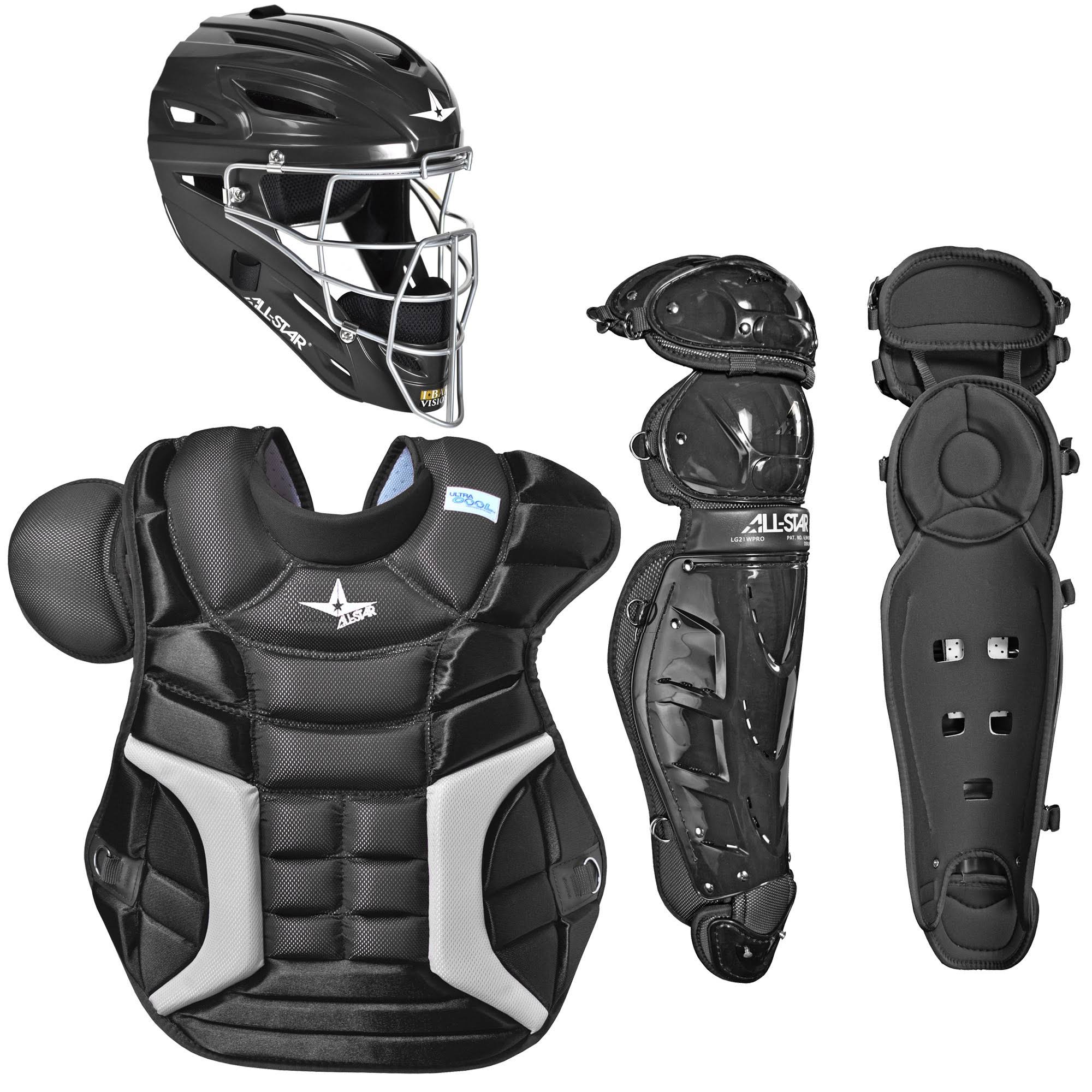 All-Star Classic Pro Ckpro3 Adult Baseball Catchers Gear Set - Black
