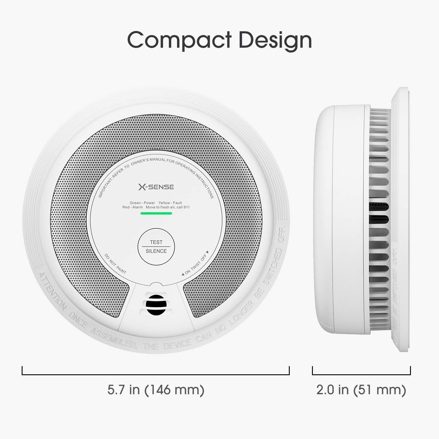 X-Sense Wireless Interconnected Combination Smoke and Carbon Monoxide Detector, 10-Year Battery Powered Fire and CO Alarm, SC06-W, Pack of 3