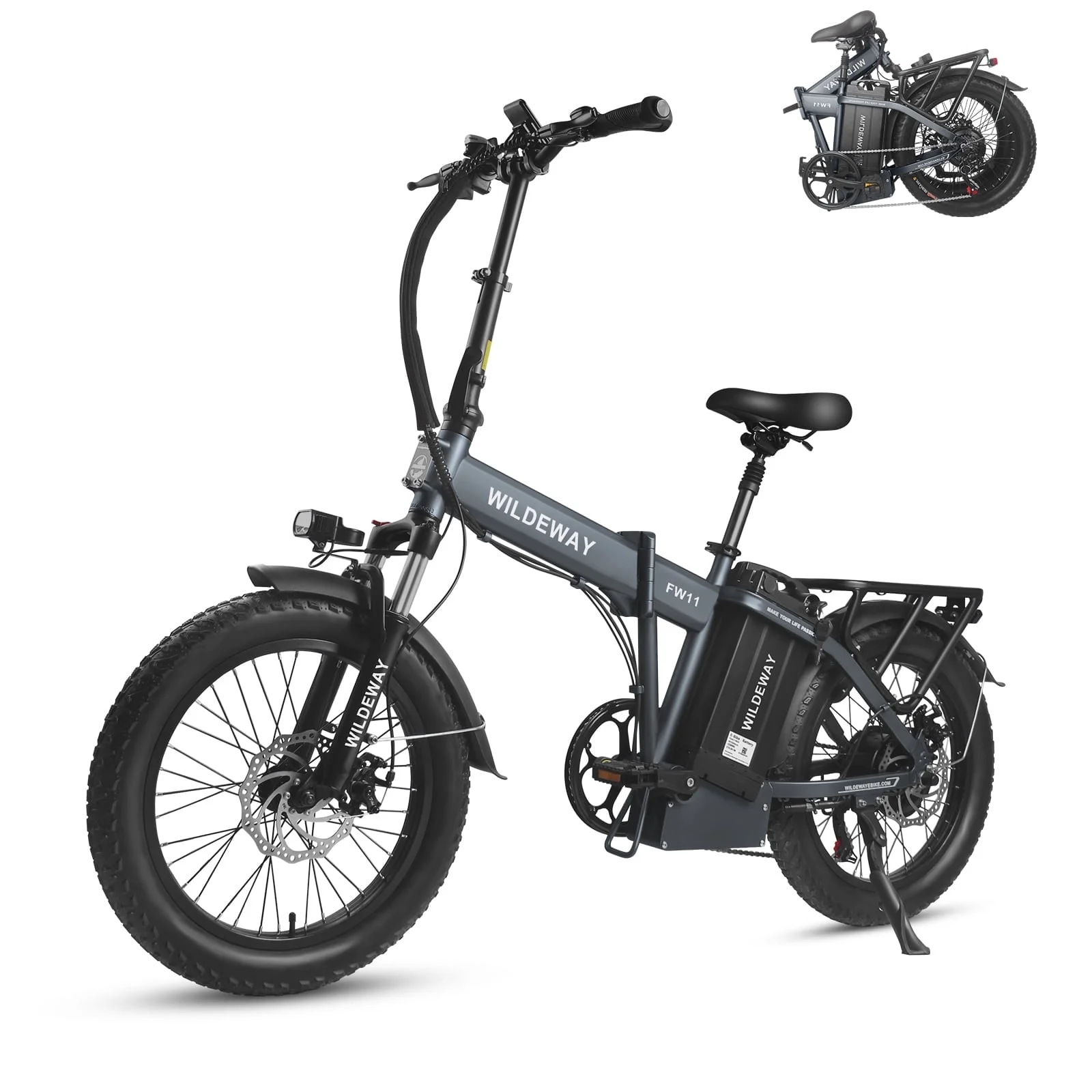 Wildeway Folding Electric Bicycle for Adults ,750w Motor，48v 32ah Removable Battery , 7 Speeds, 20×3.0 Fat Tire Snow Mountain Beach City Ebike - Curated Treasures Market