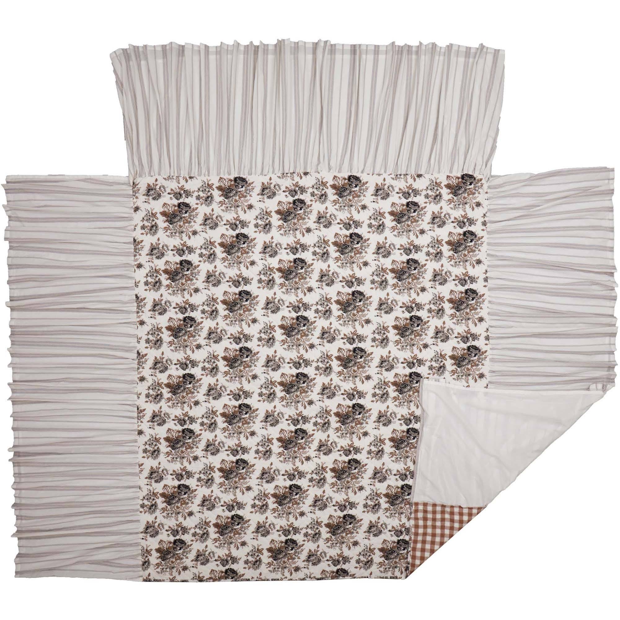 Annie Portabella Floral Ruffled California King Coverlet 84x72+27