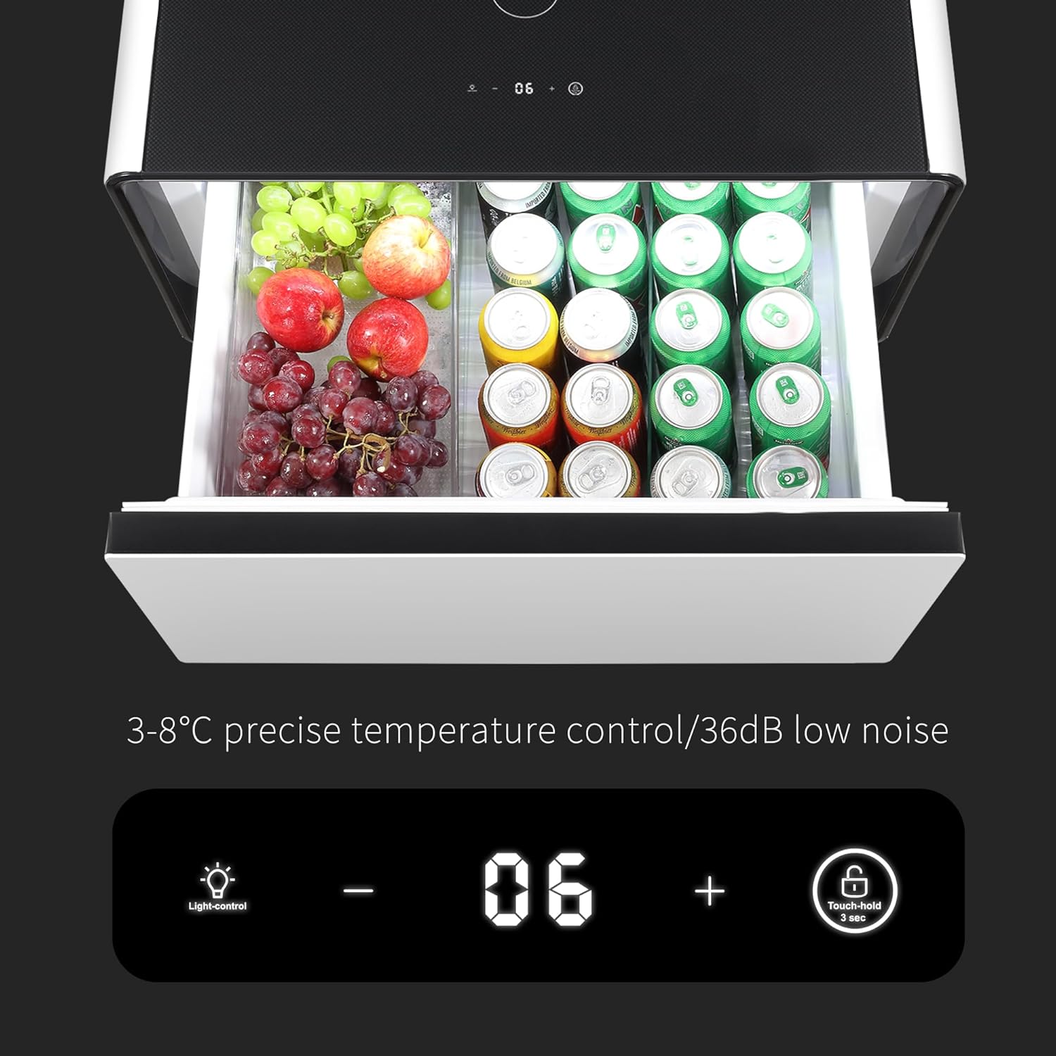 Modern Smart Side Built-in Fridge Coffee Table, White