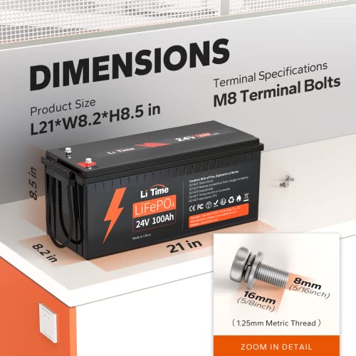 LiTime 12V 100Ah LiFePO4 Battery BCI Group 31 Lithium Battery Built-in 100A BMS, Up to 15000 Deep Cycles, Perfect for RV, Marine, Home Energy Storage