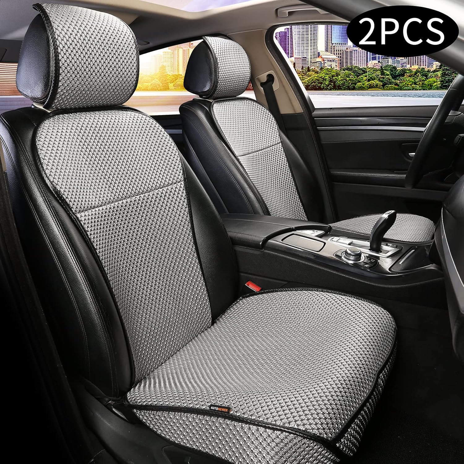 Auto Newer Luxury Breathable Car Seat Cover Fit Four Seasons, Universal Front of Car Seat Cushions, Bottom Seat Covers of Full Wrapped Edge ,Universal Fit for 95% Cars,SUV,Pickup,Van(Beige，2PCS)