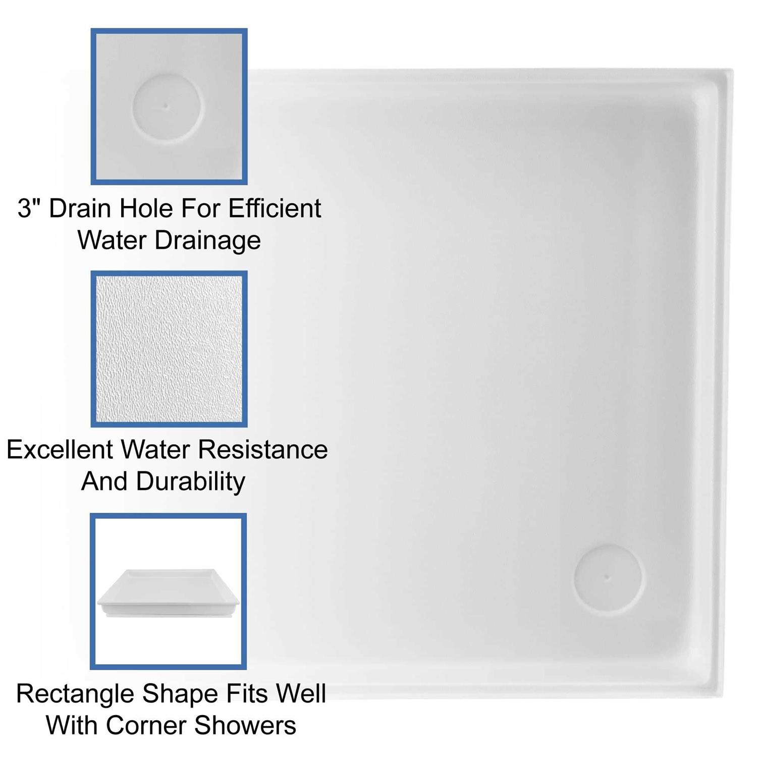 RecPro® RV Shower Pan 27 x 24 x 4 Corner Drain in White - Shop Hardware Tools Online Store