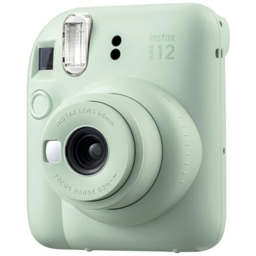 FUJIFILM INSTAX Mini 12 Instant Film Camera | Pastel Blue Bundled with INSTAX Mini Instant Film |40 Exposures + Instax Accessory Bundle + AA Batteries + Cleaning Cloth (10 Items)