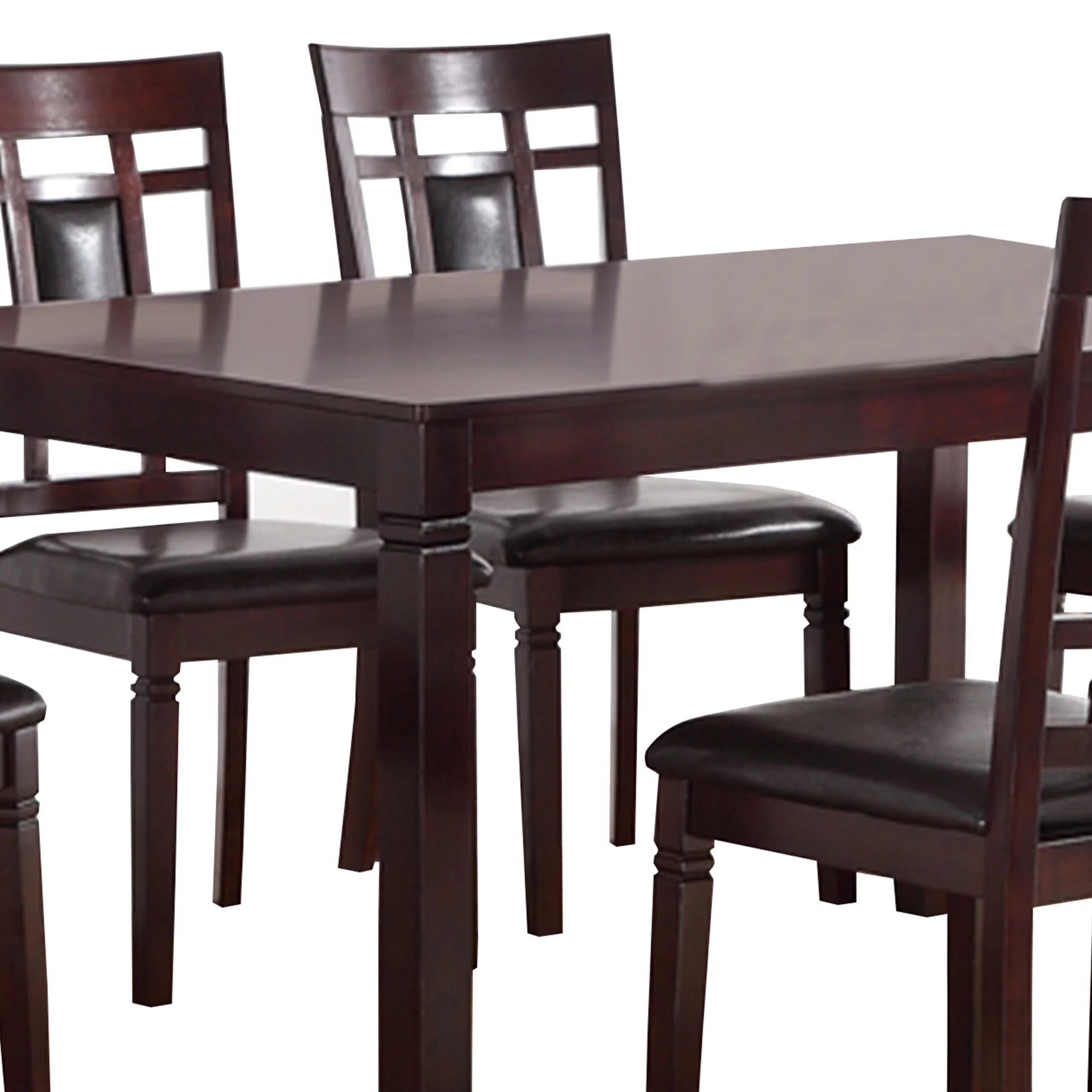 Modish 7 Pieces Dining Set of Rubber Wood In Espresso Brown