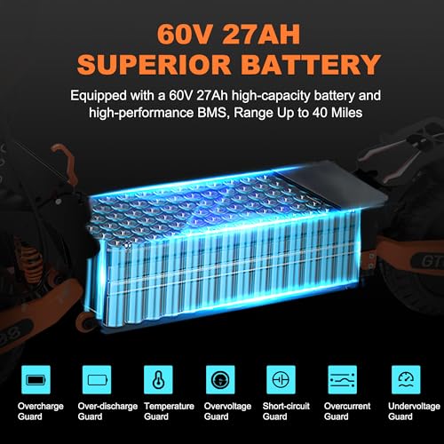 DOF 60V 27AH Electric Scooter for Adults, 5600W Dual Motor Commuter with 50MPH Speed & 40 Miles Range, Dual Brake System, Shock Absorption, 11" Vacuum Off-Road Tires, Folding E-Scooter Detachable Seat