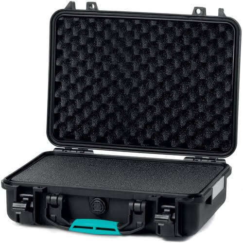 HPRC 2350 Resin Hard Case with Cubed Foam Black with Blue Handle S, Watertight, 14x4x11