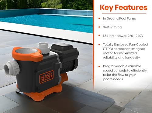 BLACK+DECKER Variable Speed Pool Pump Inground with Filter Basket