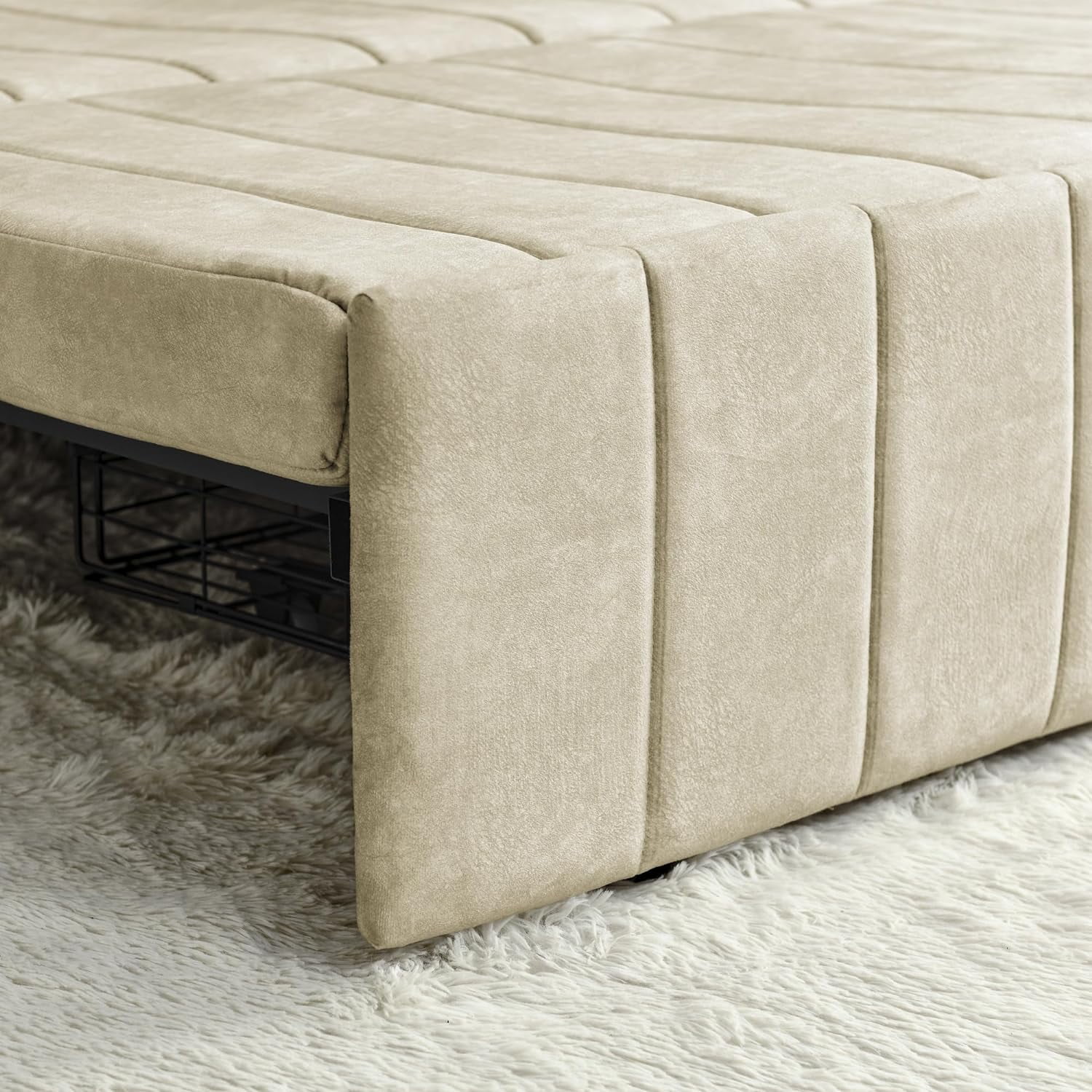3-in-1 Convertible Sleeper Sofa Bed,Pull-Out Bed Sleeper with Rolled Arms Decorated with Copper Nails,Modern Upholstered 3 Seats Sofabed with Two Drawers and Two Pillows,Black - Curated Treasures Market