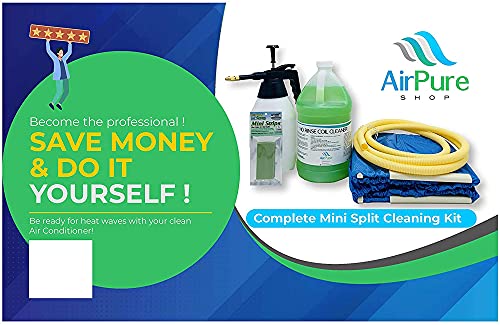 Complete Mini Split Cleaning Kit with Powerful No Rinse Coil Cleaner and Clean Air Odour Treatment Tab - For Units Up To 39-50 Inches Wide
