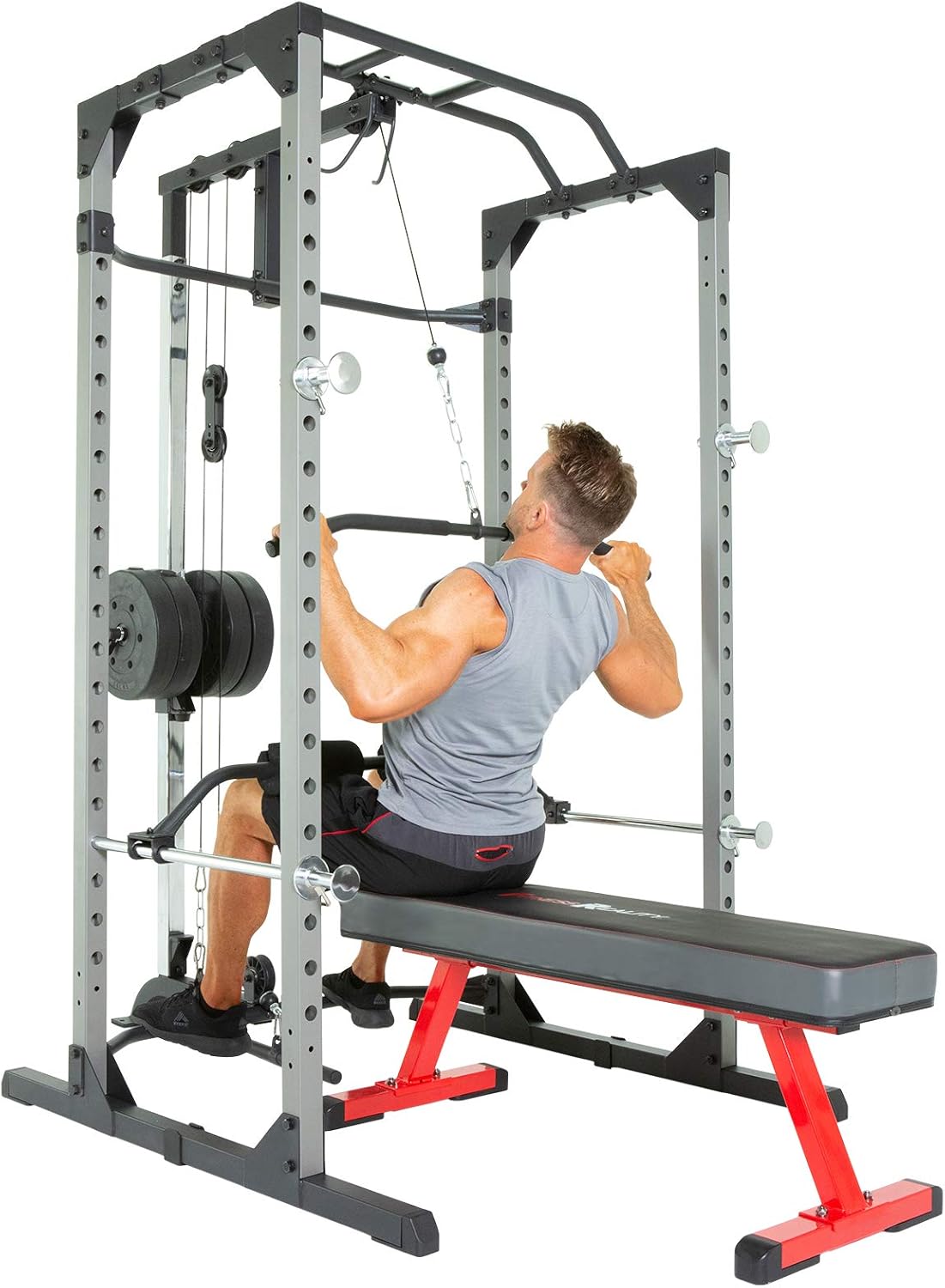 Fitness Reality 810XLT Super Max Power Cage | Optional Lat Pull-down Attachment and Adjustable Leg Hold-down | Lat Pull-down Attachment Only