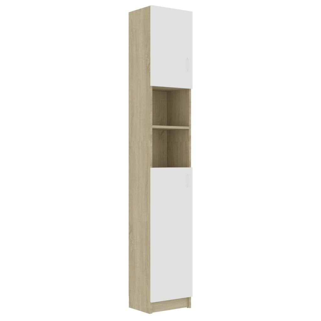 vidaXL Bathroom Cabinet White and Sonoma Oak 12.6x22x10x22x74.8x22 cm Chipboard