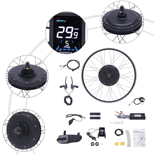 Electric Bike Conversion Kit, 48V 1000W 700C 28"/ 29" Front/Rear Wheel Electric Bicycle Hub Kit Dual Mode Controller w/LCD Display & PAS, 5-Speed Adjustment E-Bike Conversion Kit
