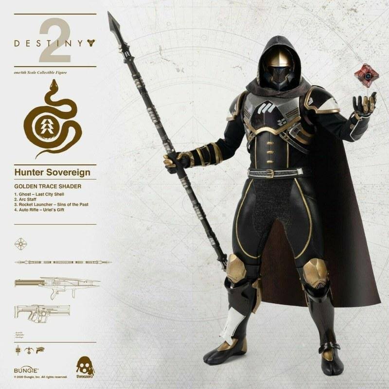 Official Destiny 2 Hunter Sovereign Golden Trace Shader 1:6 Scale Figure