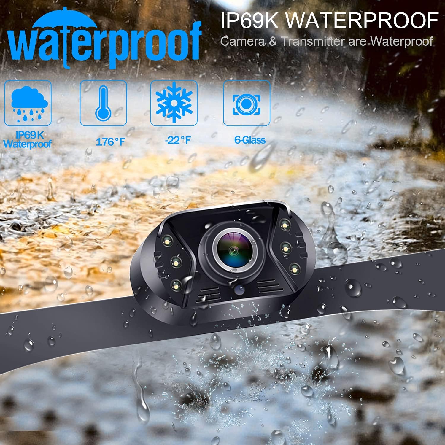 Backup Camera Rear View Monitor Kit HD 1080P for Car Truck Minivan Waterproof Night Vision DIY Grid Lines LeeKooLuu LK3 Pack of 2