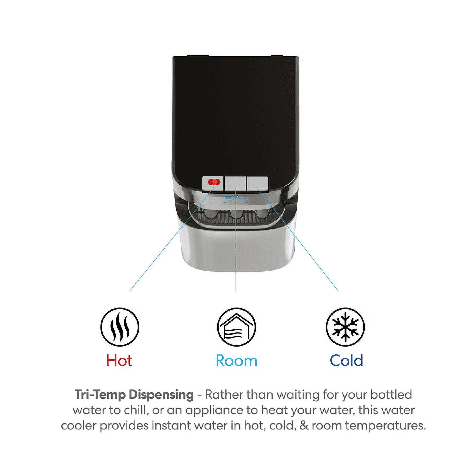 Brio Bottom Load Water Cooler Dispenser with Hot, Cold and Room Temperature Water, Height 41.4"