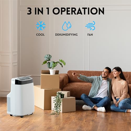 Portable Air Conditioner with LCD Display Remote Control/24H Timer/Window Venting Kit,3 in 1 Portable AC,Cooling,Dehumidifier,Fan Cooling Up to 450 sq.ft.for Bedroom, Living Room,Office