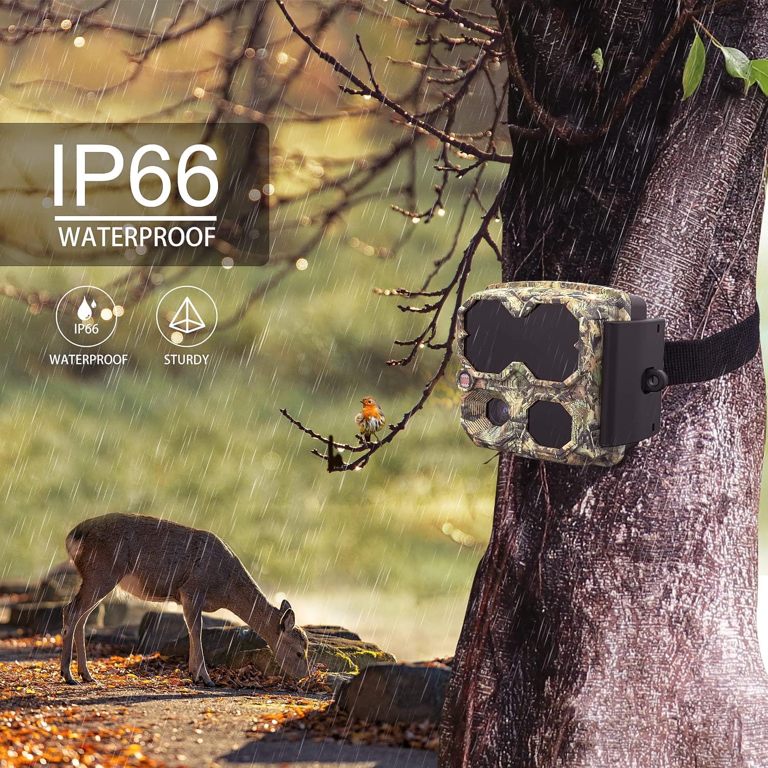Mini Trail Camera 12MP 1080P, Hunting Camera Waterproof IPX6 Game Camera with Night Vision Motion Activated Video Cam for Wildlife Detecting, Home Security (No Grow) Pack of 2