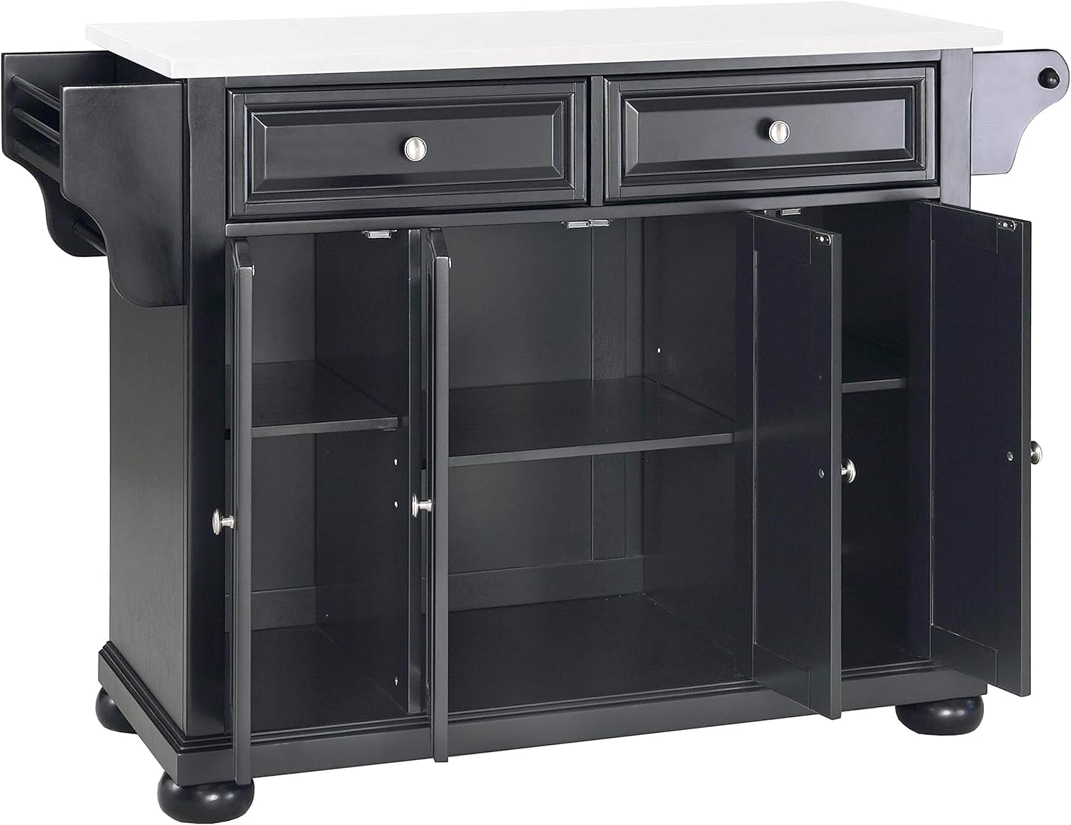Crosley Furniture Alexandria Full Size Kitchen Island with Solid White Granite Top, Black