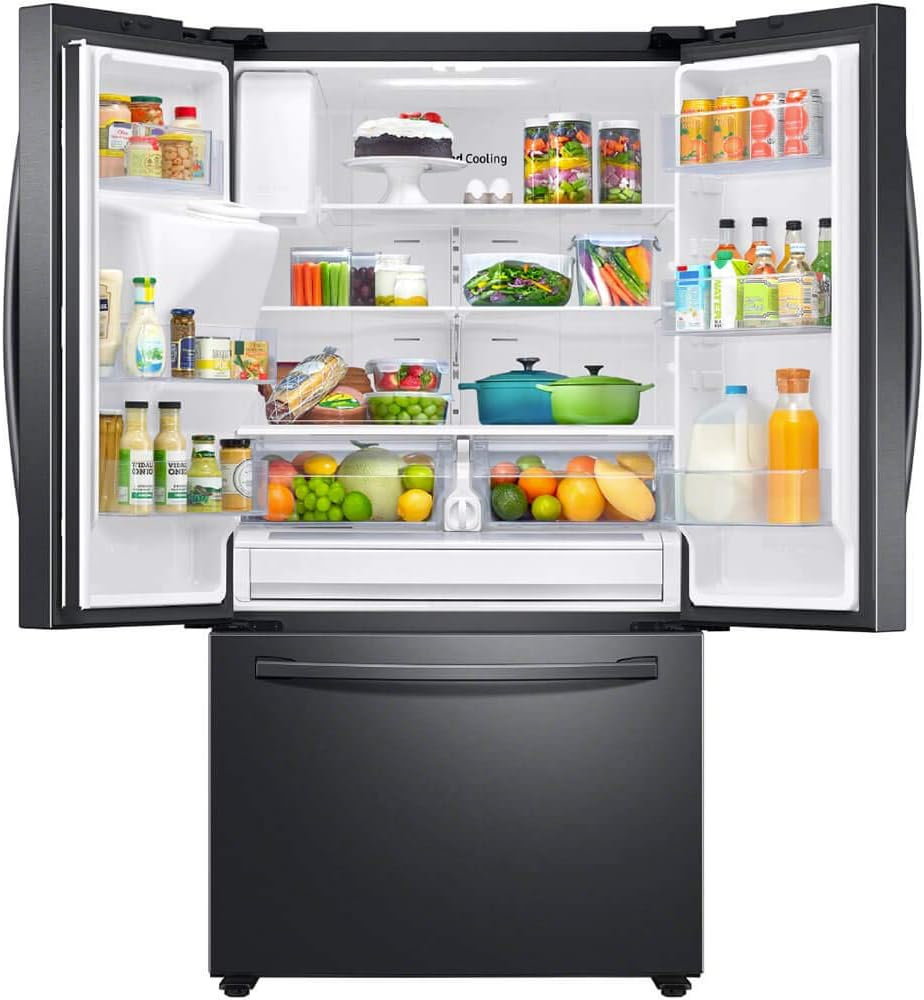 SAMSUNG RF27T5201SG 27 cu. ft. Large Capacity 3-Door French Door Refrigerator with External Water & Ice Dispenser in Black Stainless Steel