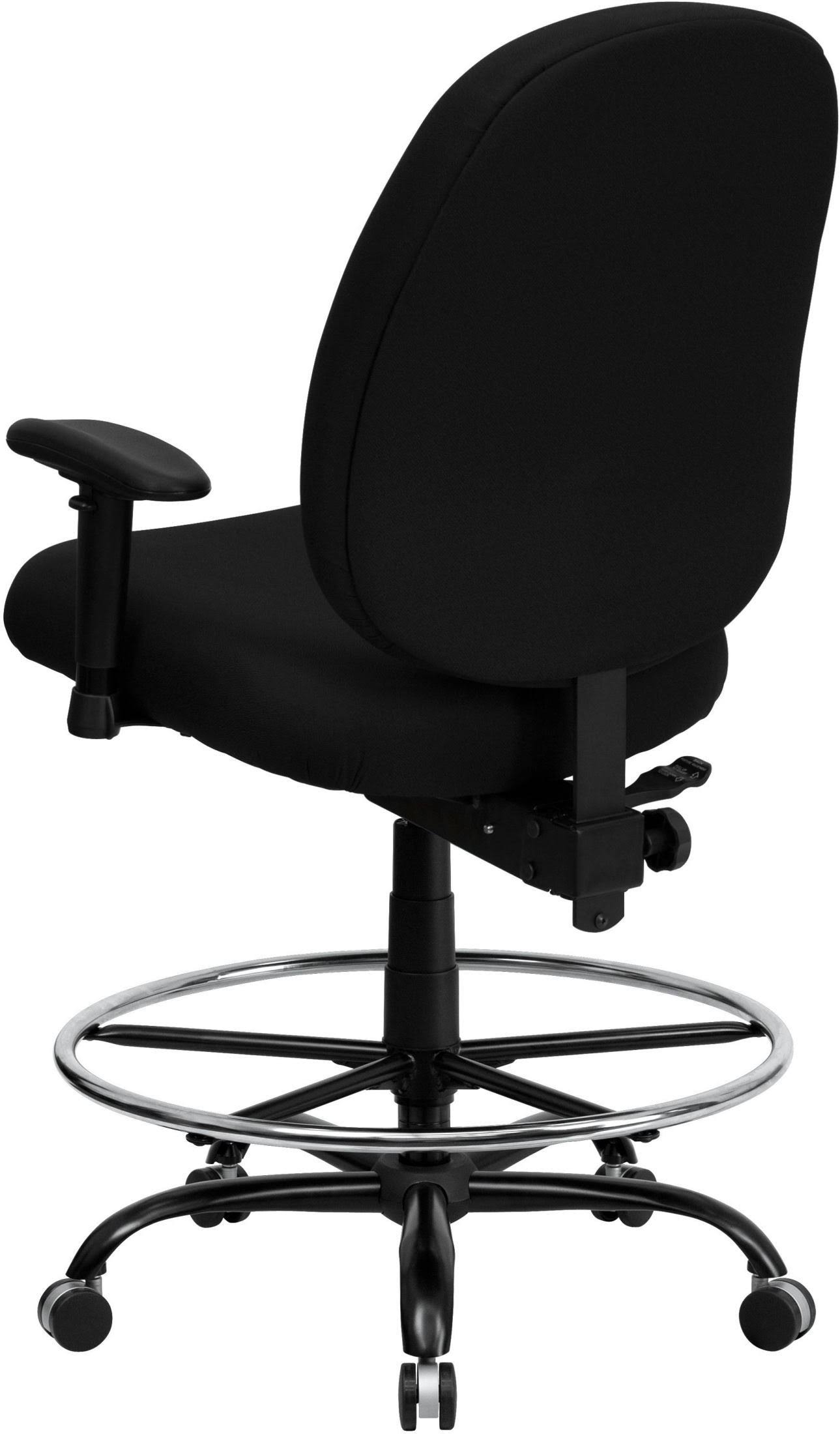 Flash Furniture Hercules Fabric Drafting Chair With Arms, Black