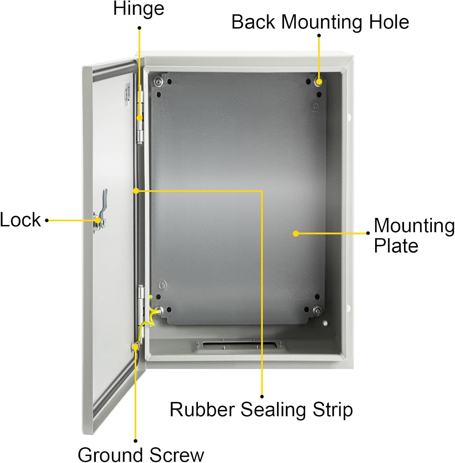 VEVOR NEMA Steel Enclosure, 12 x 10 x 6'' NEMA 4X Steel Electrical Box, IP66 Waterproof & Dustproof, Outdoor/Indoor Electrical Junction Box, with Mounting Plate