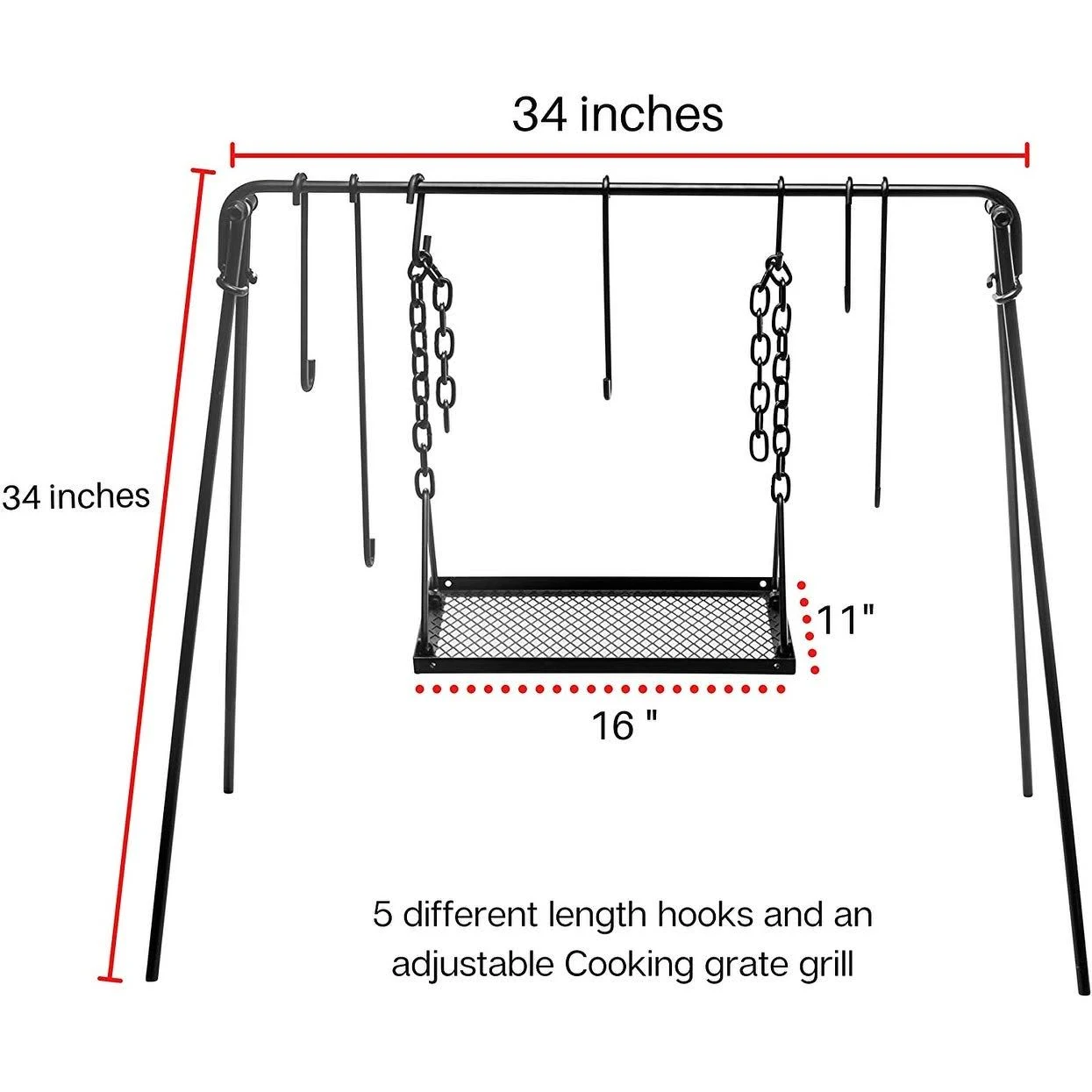Bruntmor Grill Swing Campfire Cooking Stand BBQ Grill for Cookware u0026 Dutch Oven