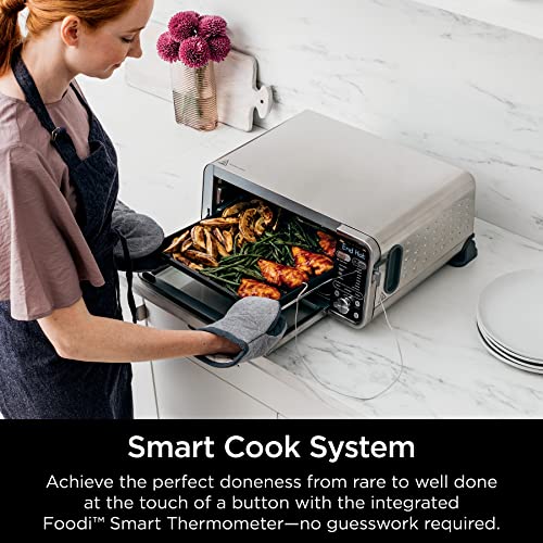 Ninja Foodi Smart 13-in-1 Dual Heat Air Fry Countertop Oven, Dehydrate, Reheat, Smart Thermometer (Renewed)