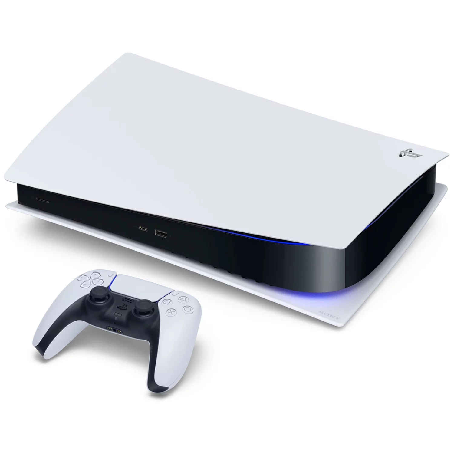 Sony Playstation 5 Digital Edition Console (Japan Import) with Extra Blue Controller and White PULSE 3D Headset Bundle with Cleaning Cloth