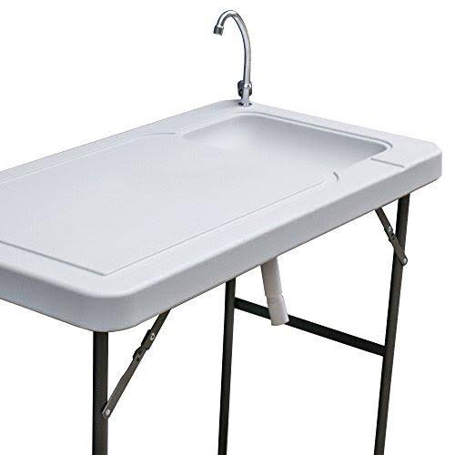 Folding Portable Fish Hunting Cleaning Cutting Table Camping Sink Faucet Silver