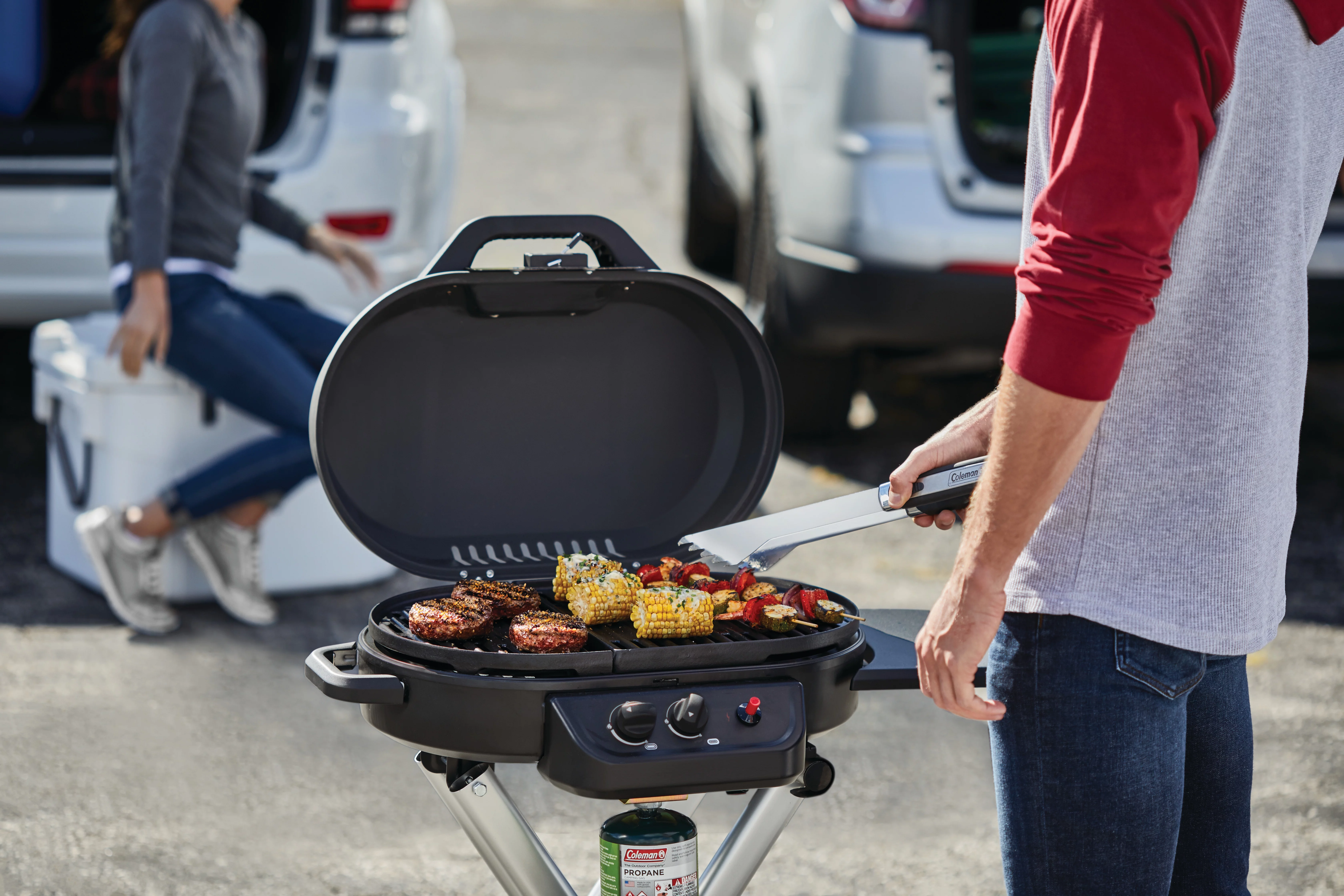 Coleman RoadTrip 225 Standup Propane Gas Grill, Red