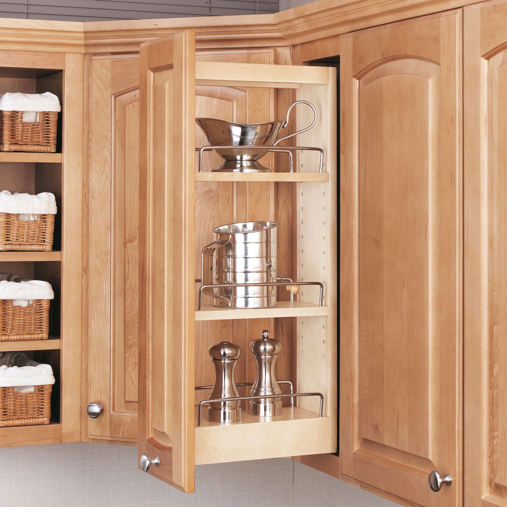 Rev-A-Shelf 448-WC-5C 5-Inch Wood Pull Out Wall Cabinet Organizer, Maple