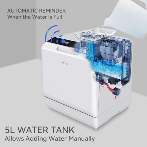 Hermitlux Countertop Dishwasher, 5 Washing Programs Portable Dishwasher With 5-Liter