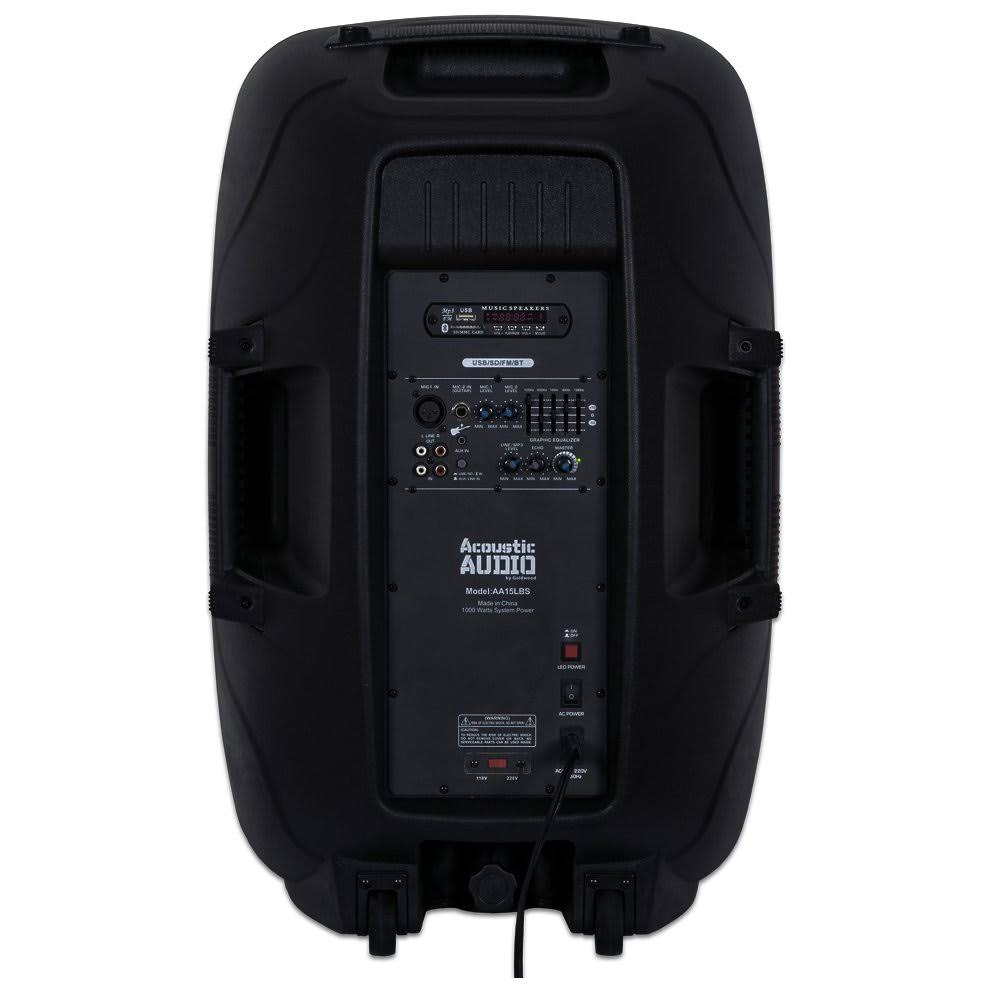 Acoustic Audio AA15LBS Powered 2000W 15x22 Bluetooth Flashing LED Speakers with Mics and Stands