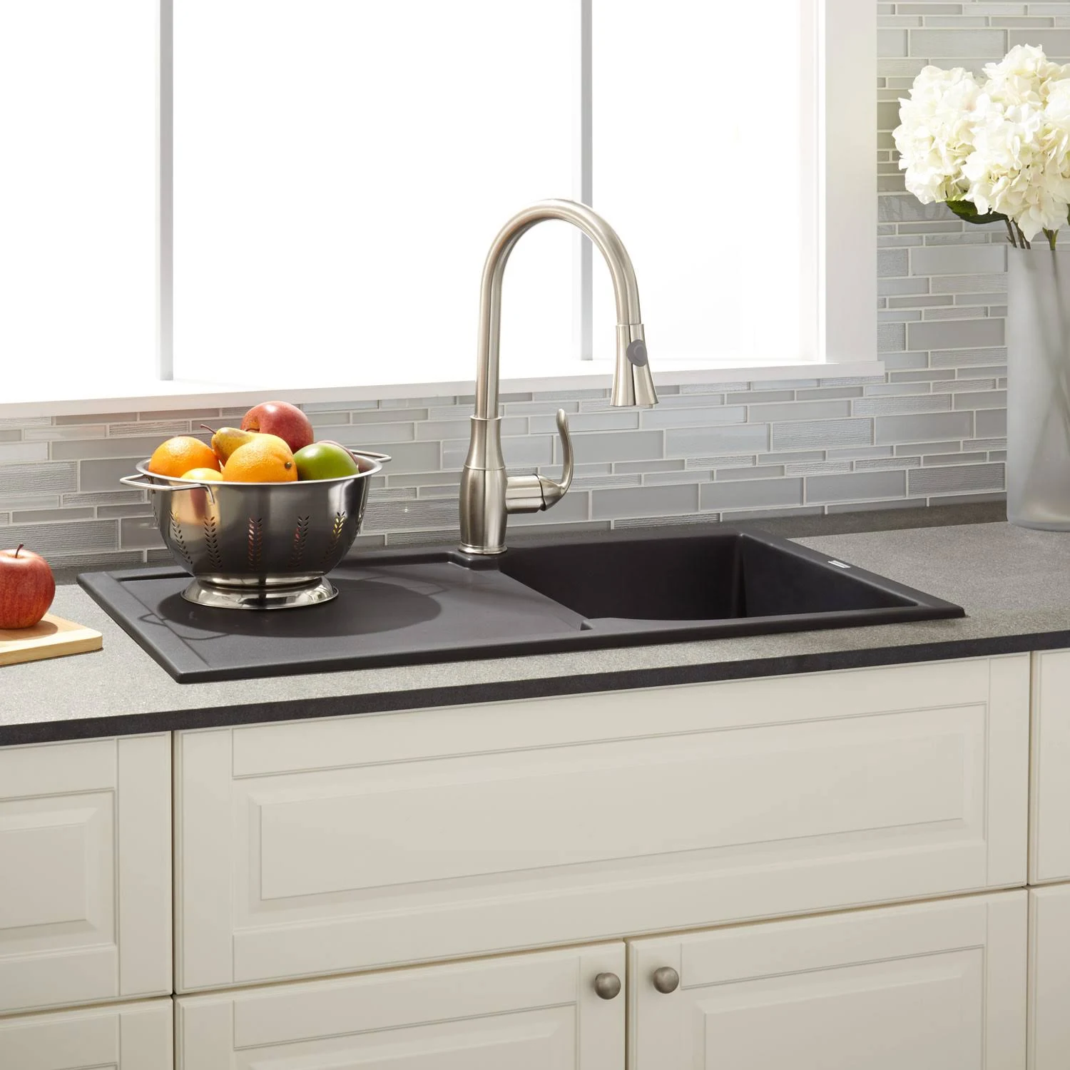 Signature Hardware 937685-34 Allardt 34x22 Drop-In Granite Composite Sink with DRA Black 425907