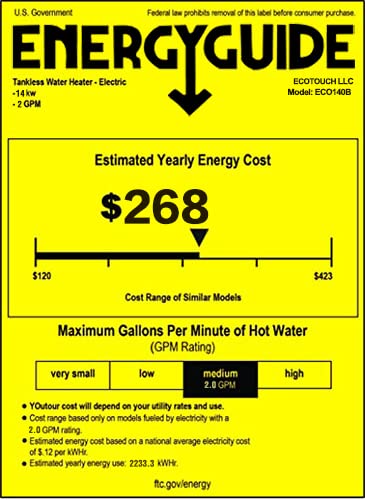 Tankless Water Heater Electric, ECOTOUCH 240V Point-of-Use Hot Water Heater Digital Display,On Demand Instant Hot Water Heater with Self-modulating,Overheating Protection