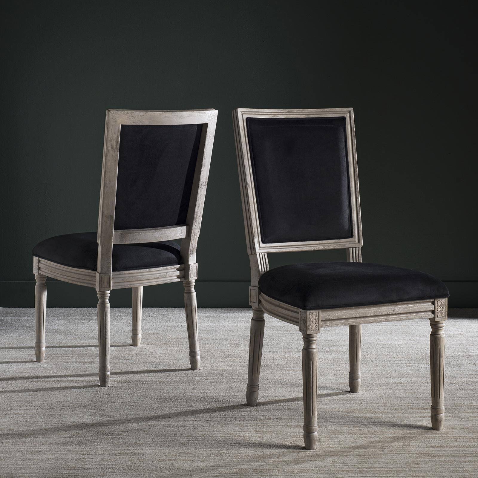 Safavieh Set of 2 Buchanan Black Velvet Side Chair