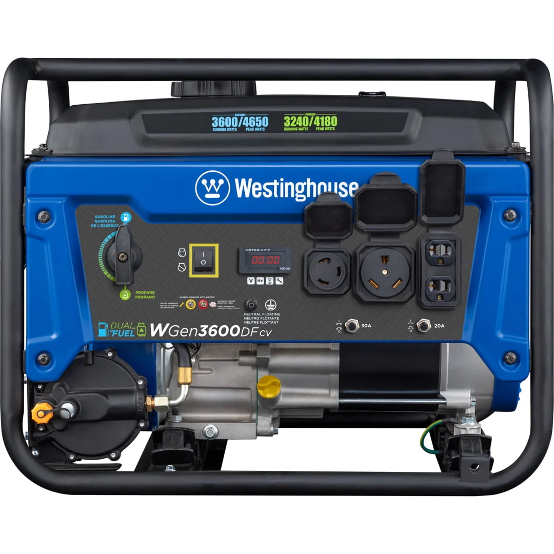 Westinghouse 4650 Peak Watt Dual Fuel Portable Generator with RV Outlet and CO Sensor