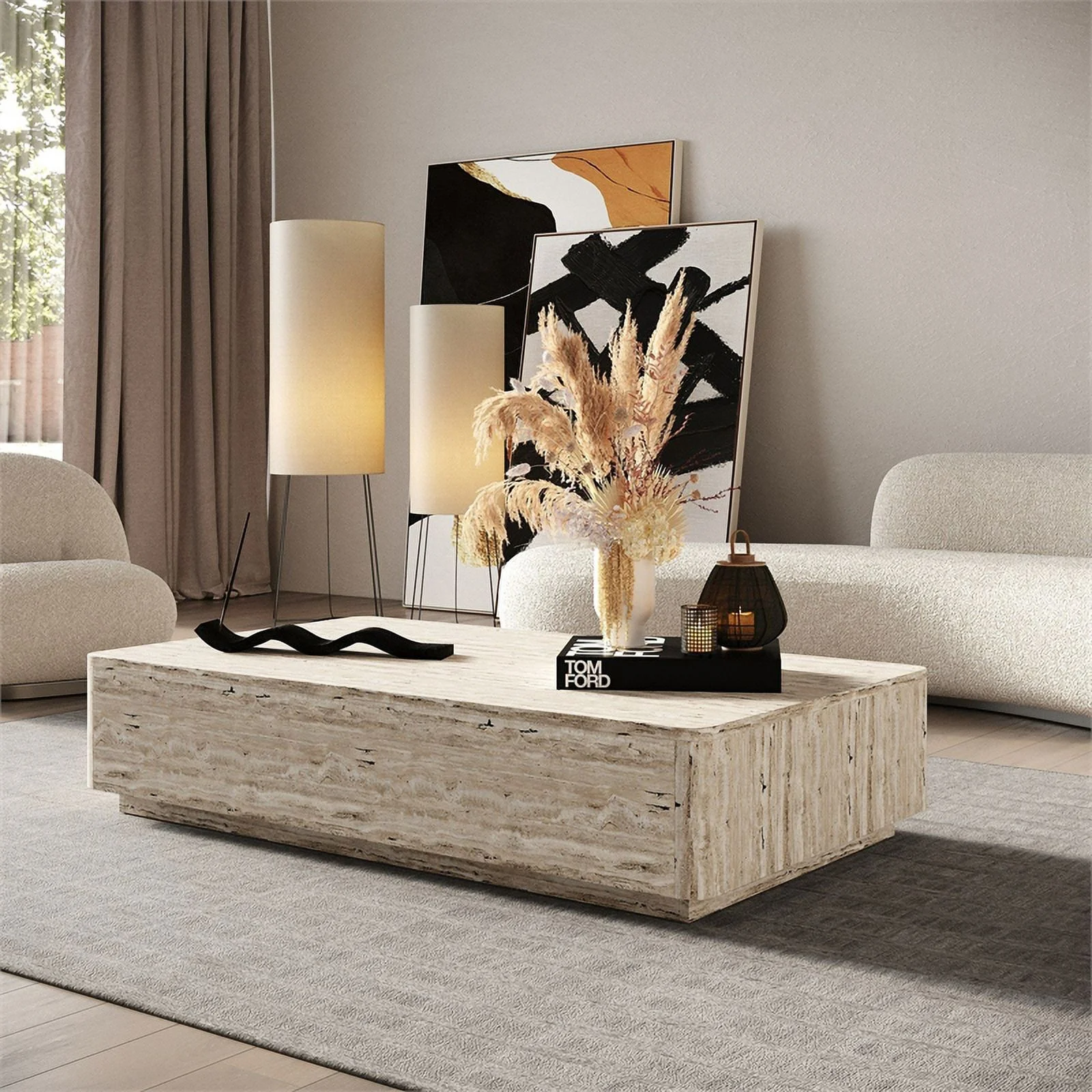 Nova Domus Roma - Modern Travertine Rectangular Coffee Table