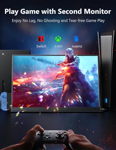 MAGICRAVEN Portable Laptop Monitor, Portable Monitor for Macbook, Slim Lightweight Dual USB C HDMI Computer Monitor Gaming Display with Speakers, Travel Monitor for PC Phone PS5/4 Xbox Switch