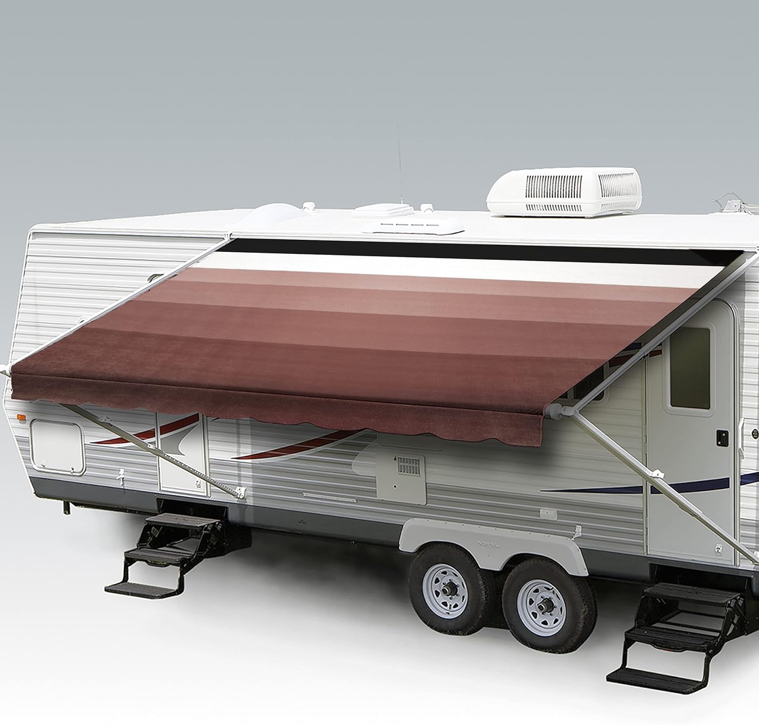 ShadePro - RV Awning Fabric Replacement - Heavy Duty Weatherproof Vinyl - Universal Outdoor Canopy for Camper, Trailer, and Motorhome Awnings - Granite - 21' (Fabric 20' 2)
