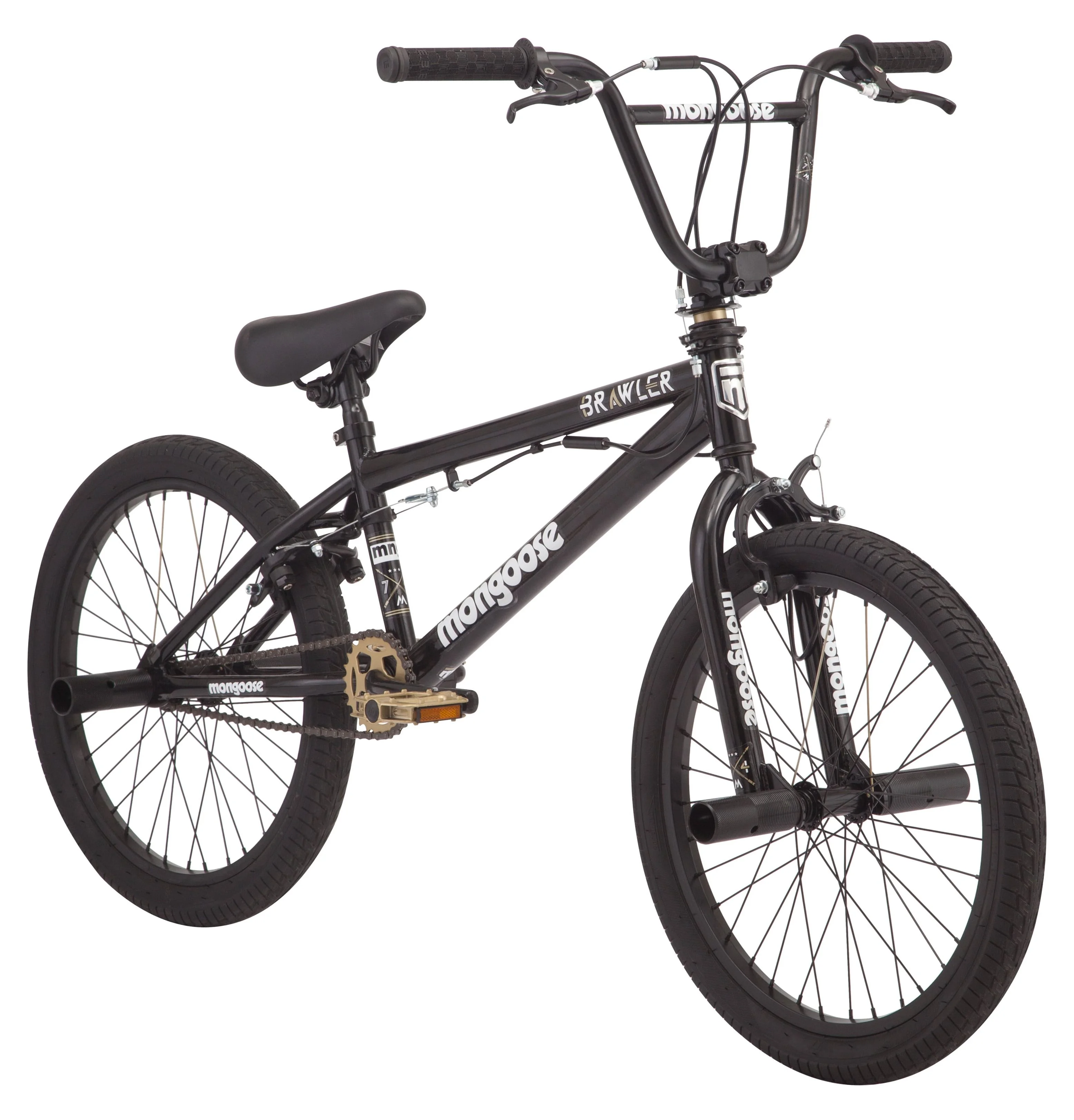 Mongoose BRAWLER Boys' Freestyle BMX Bike, 20" wheels, Black