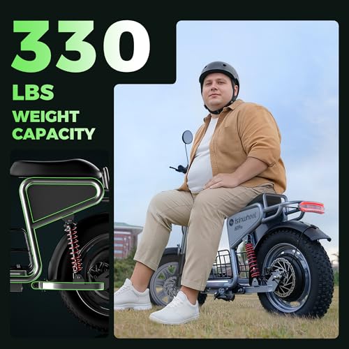 isinwheel Electric Scooter Adults, 21/38 MPH Top Speed & 28/43 Miles Range, 14/16'' Fat Tire Scooter for Adult with Turn Signals & Mood Lights, APP, 1200W Powerful Motor Electric Scooter with Seat