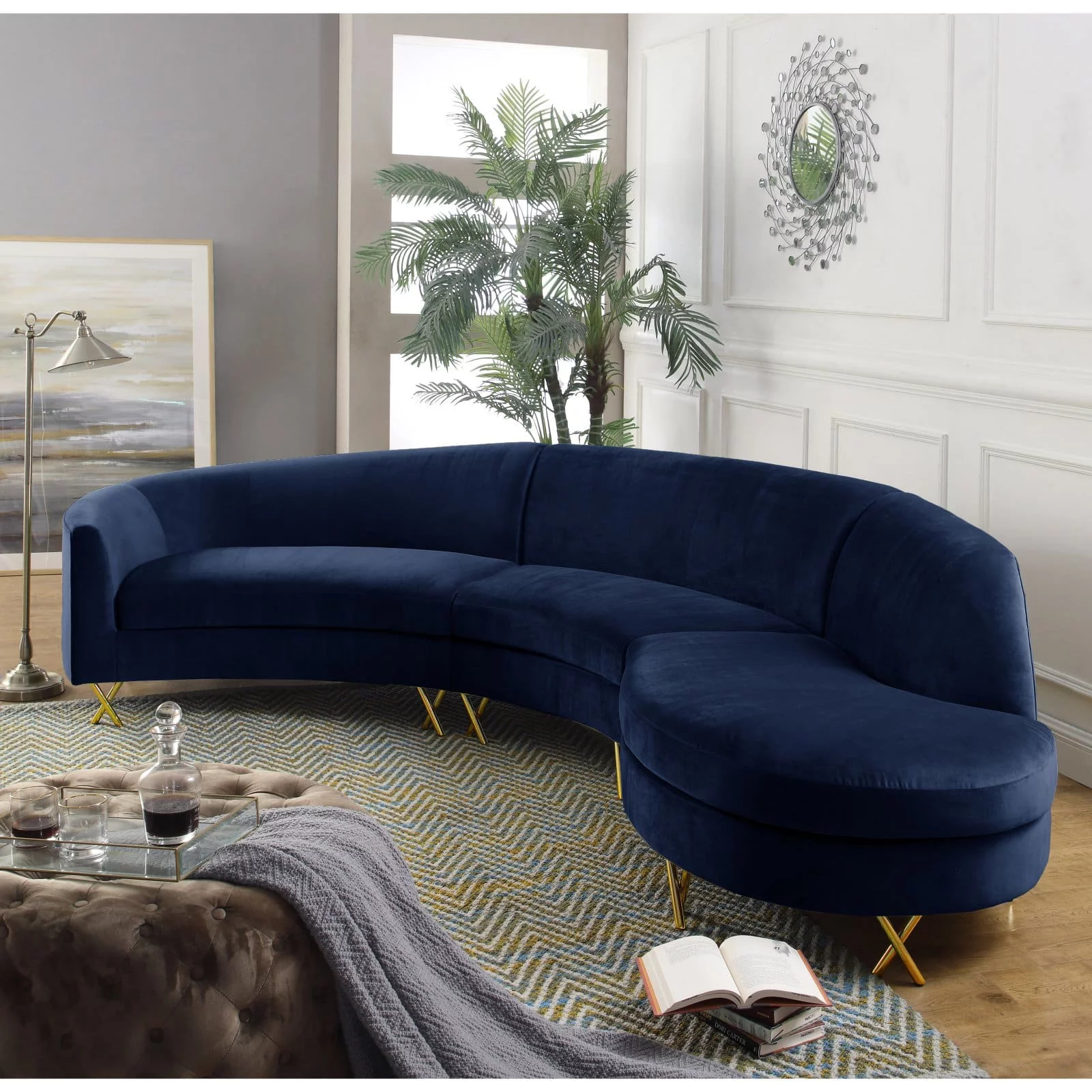 Meridian Furniture Inc Serpentine Upholstered Sectional Sofa