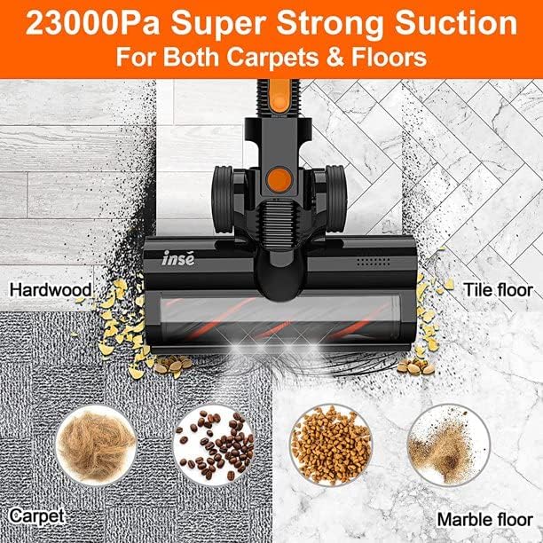 4-in-1 Cordless Vacuum with Brushless Motor Stick Vacuum Cleaner 23Kpa for Hard Floors Carpet Pet Hair
