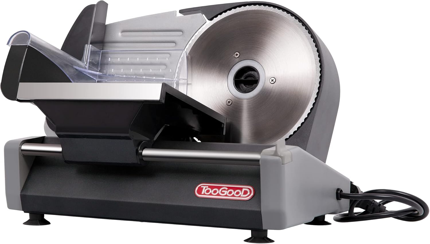 TooGood Household Meat Slicer, 1/4 HP, 180W Electric Food Slicer with 7.5 Stainless Steel Blade and Removable Food Carriage, Quick Release, 0mm-15mm Adjustable Slicing Thickness